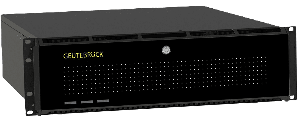 Black server unit with Geutebrck branding.